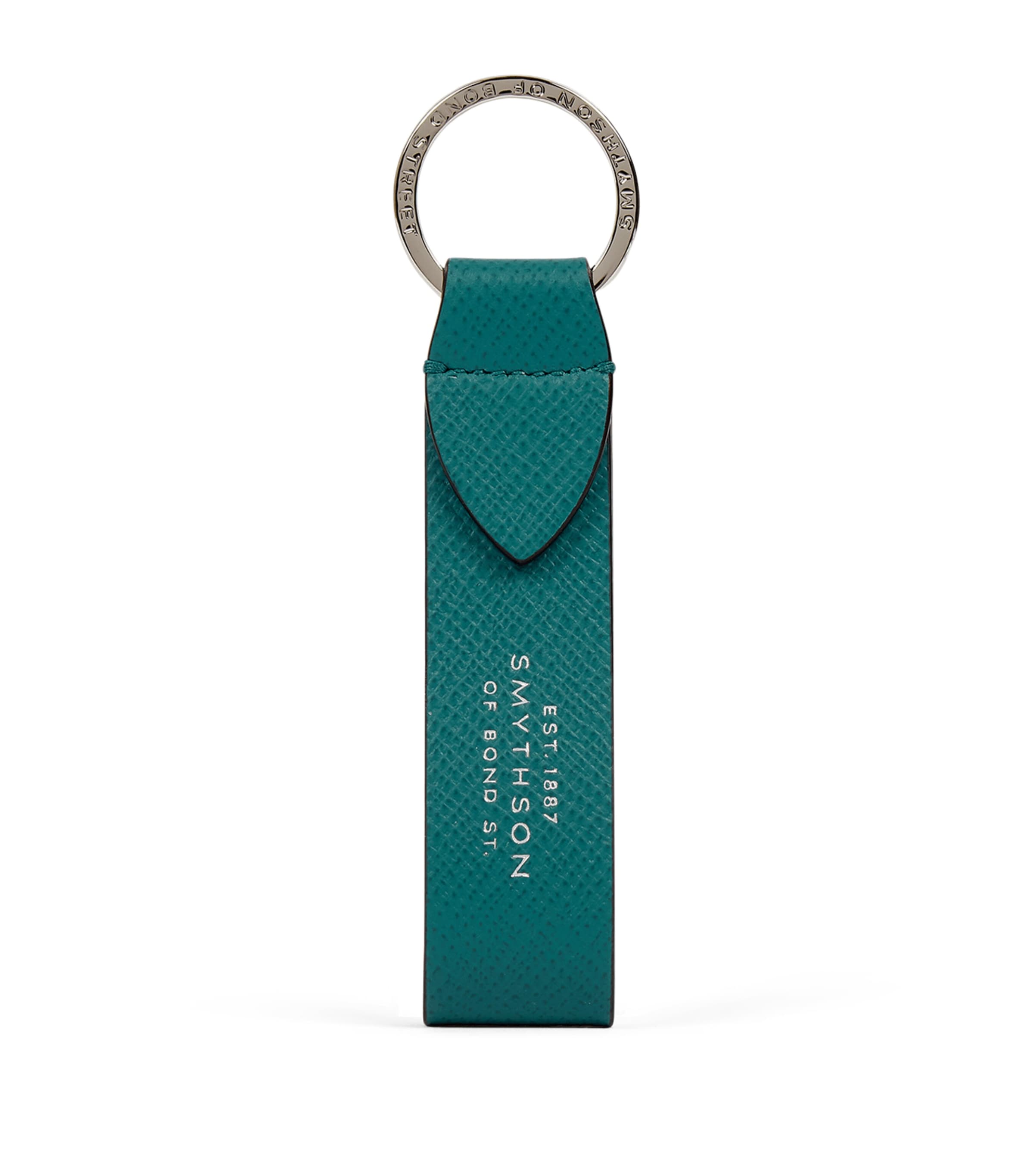 Smythson Panama Leather Keyring Petrol