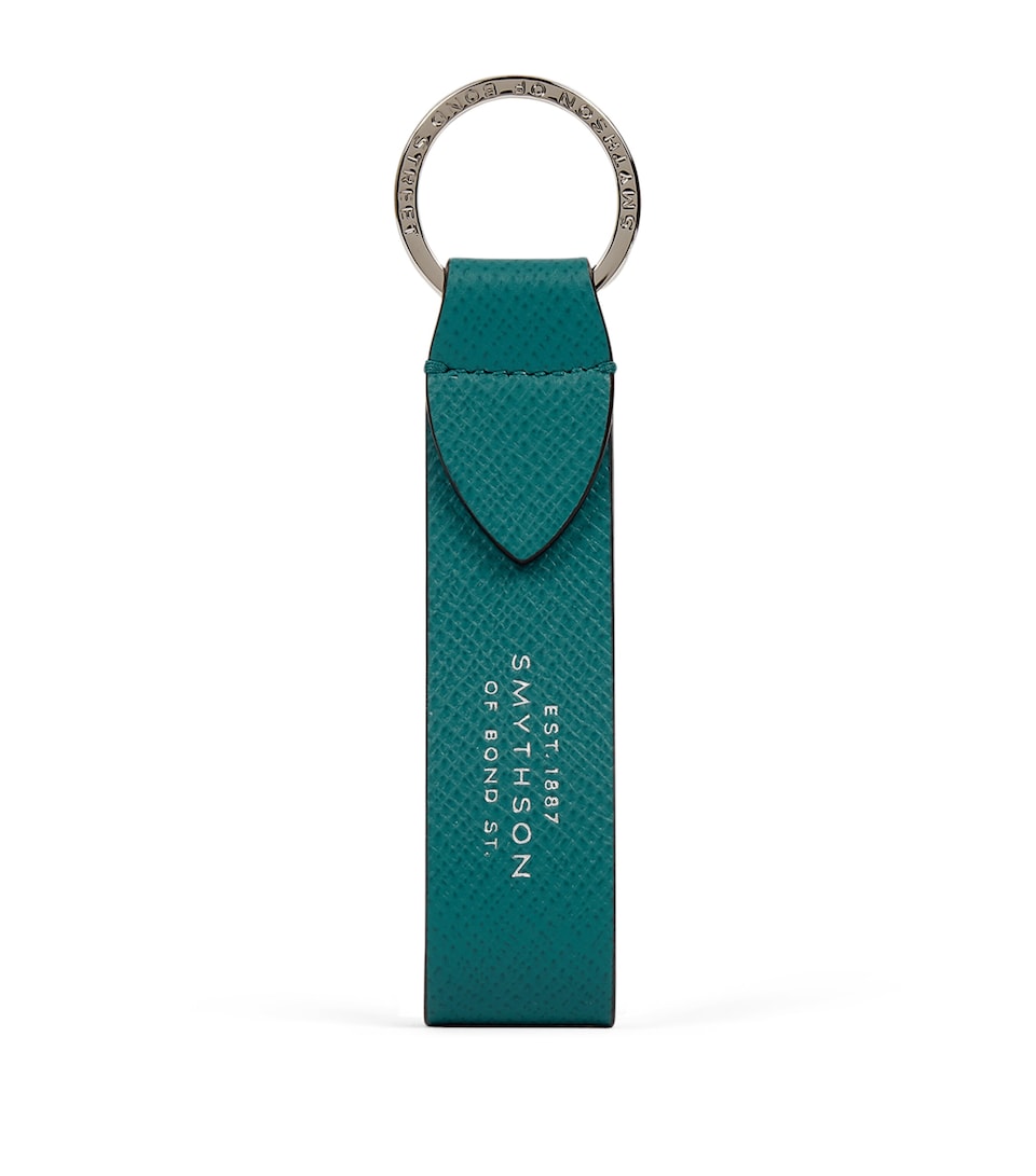 Smythson Panama Leather Keyring Petrol