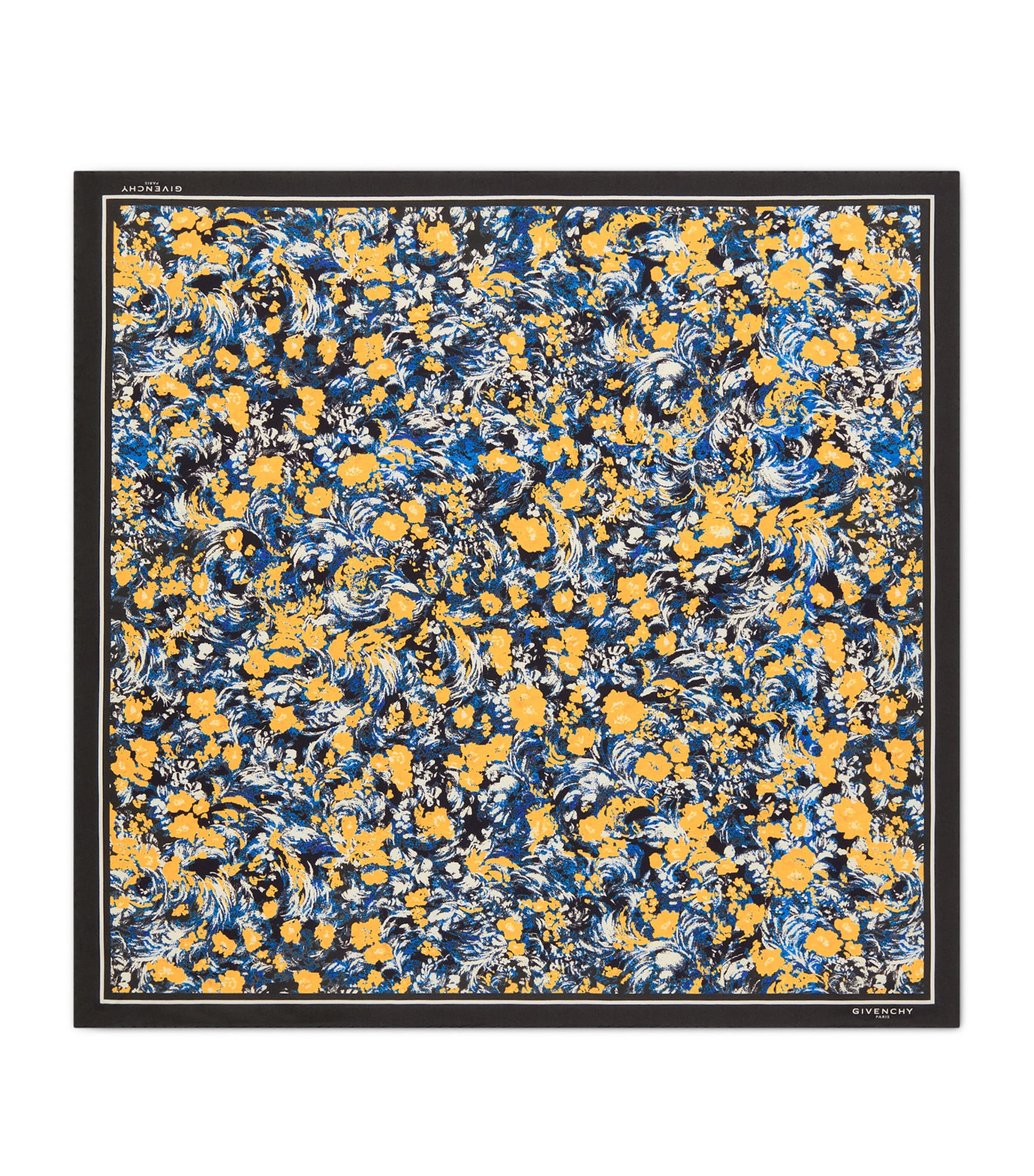 Silk Floral Print Square Shawl