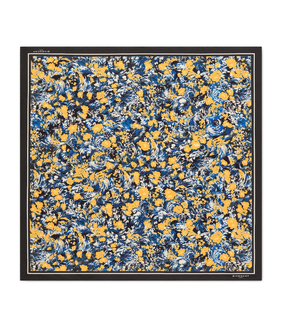 Silk Floral Print Square Shawl