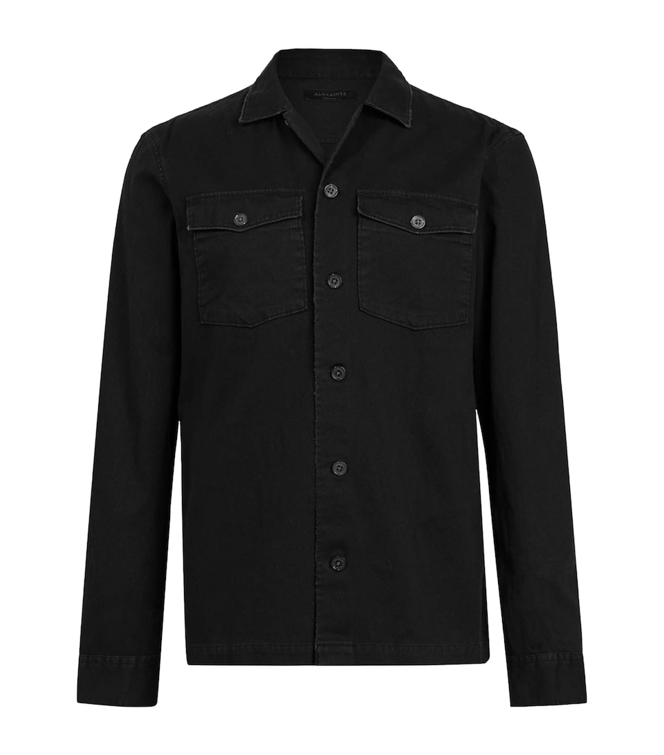 AllSaints Mens Cotton Spotter Overshirt Black