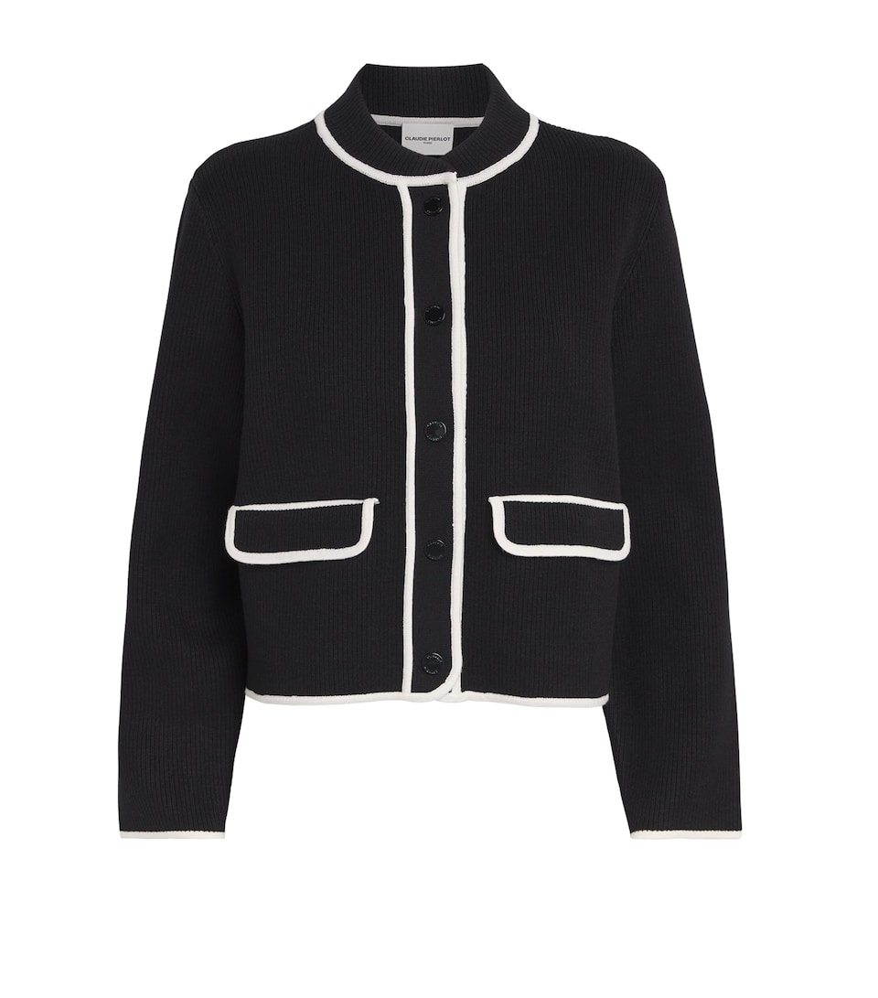 Contrast-Trim Cardigan