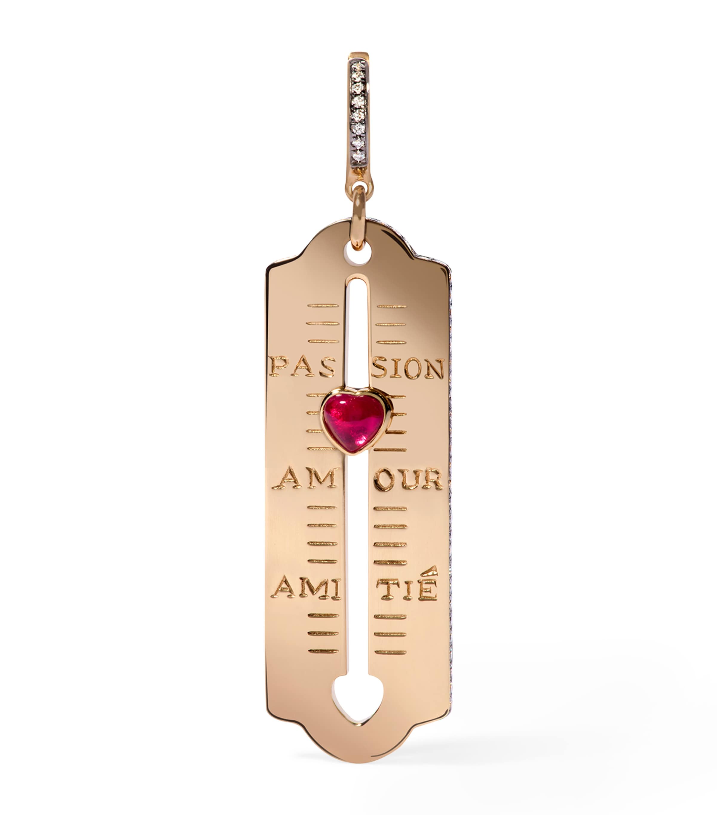 Yellow Gold, Diamond and Ruby LoveOmeter Pendant