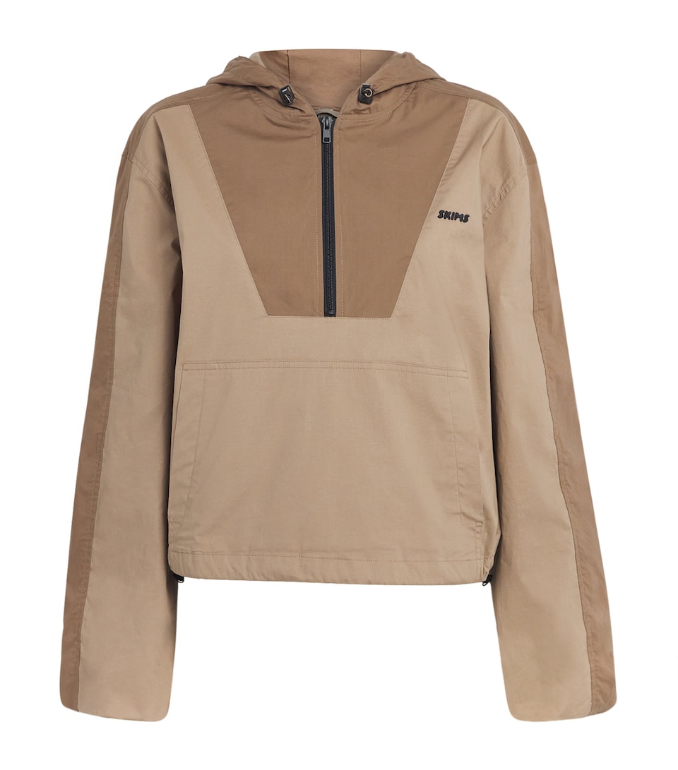 Skims Womens Woven Cotton Half-Zip Hoodie Desert