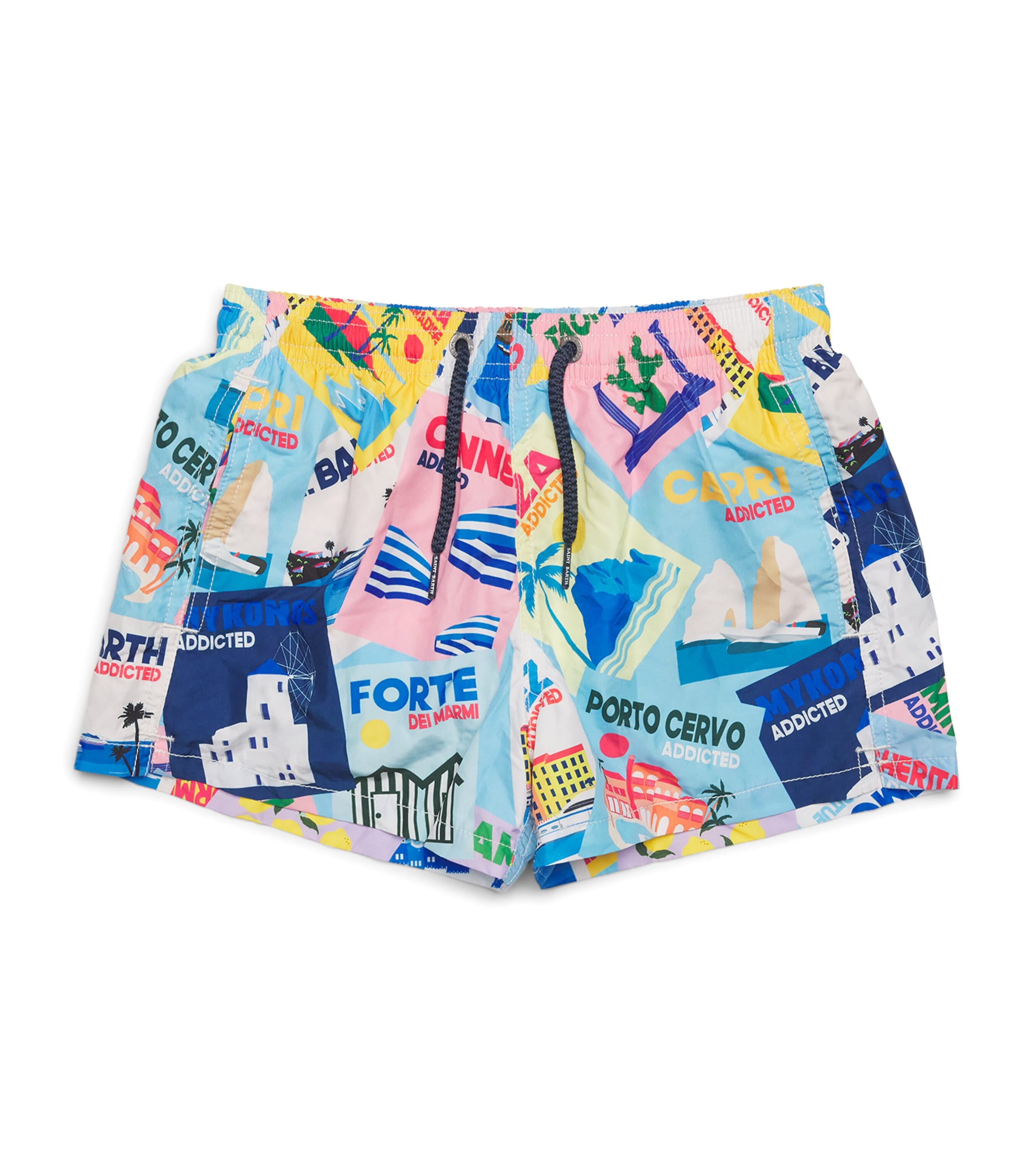 Mc2 Saint Barth Kids Printed Jean Lighting Swim Trunks (2-14 Years) Wish You