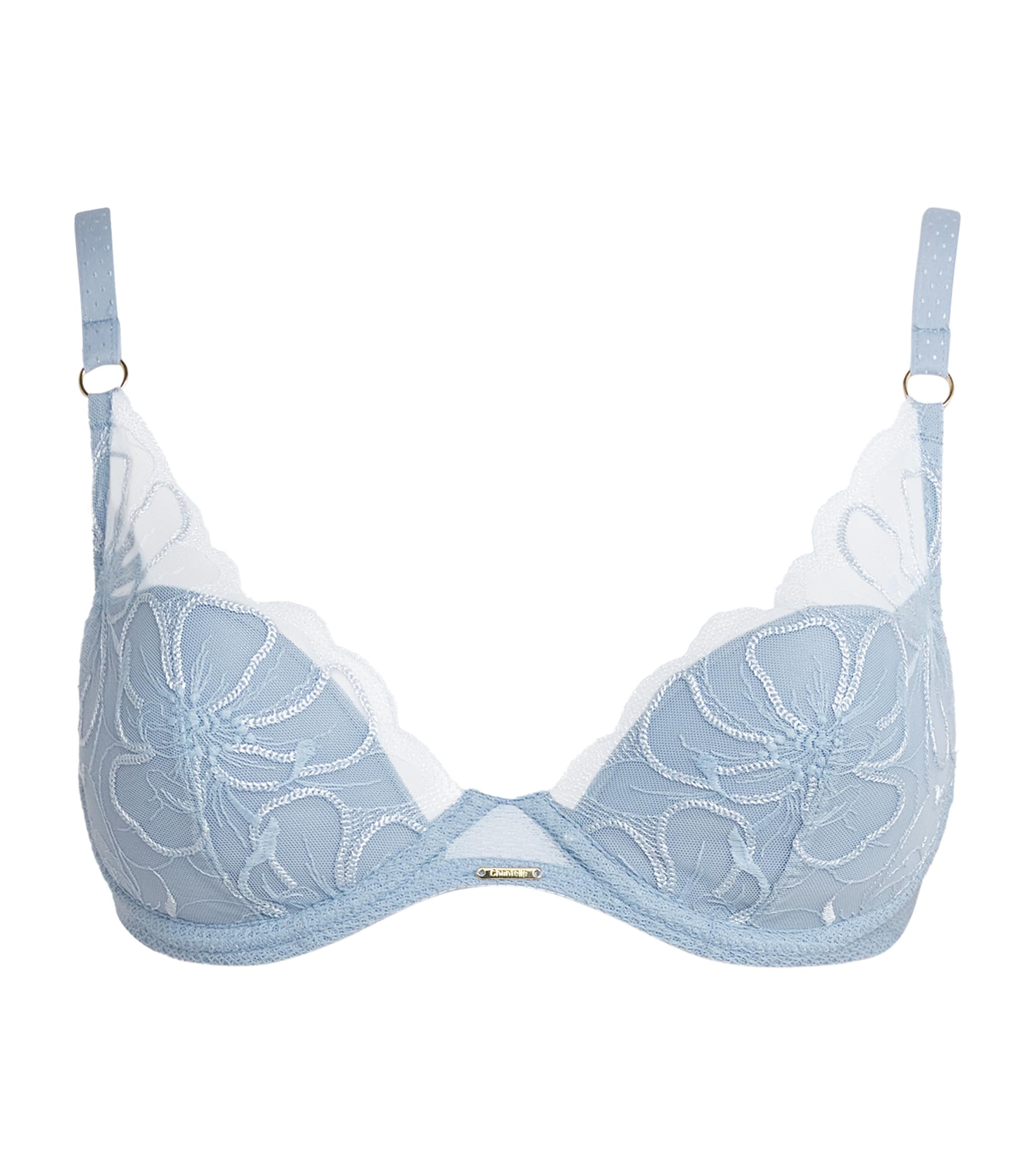 Chantelle Womens Fleurs Plunge T-Shirt Bra Icy Flower