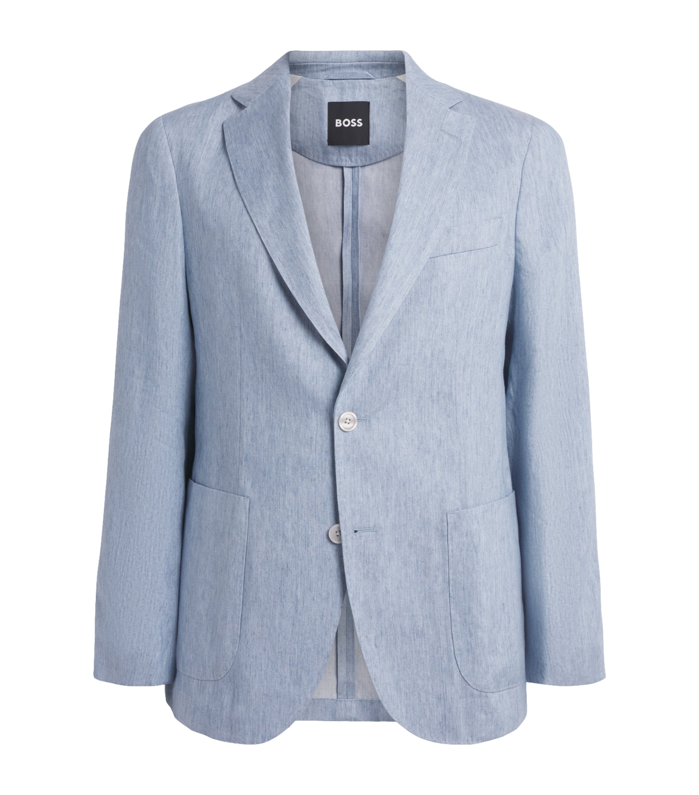 BOSS Mens Linen-Lyocell Hanry Blazer Open Blue