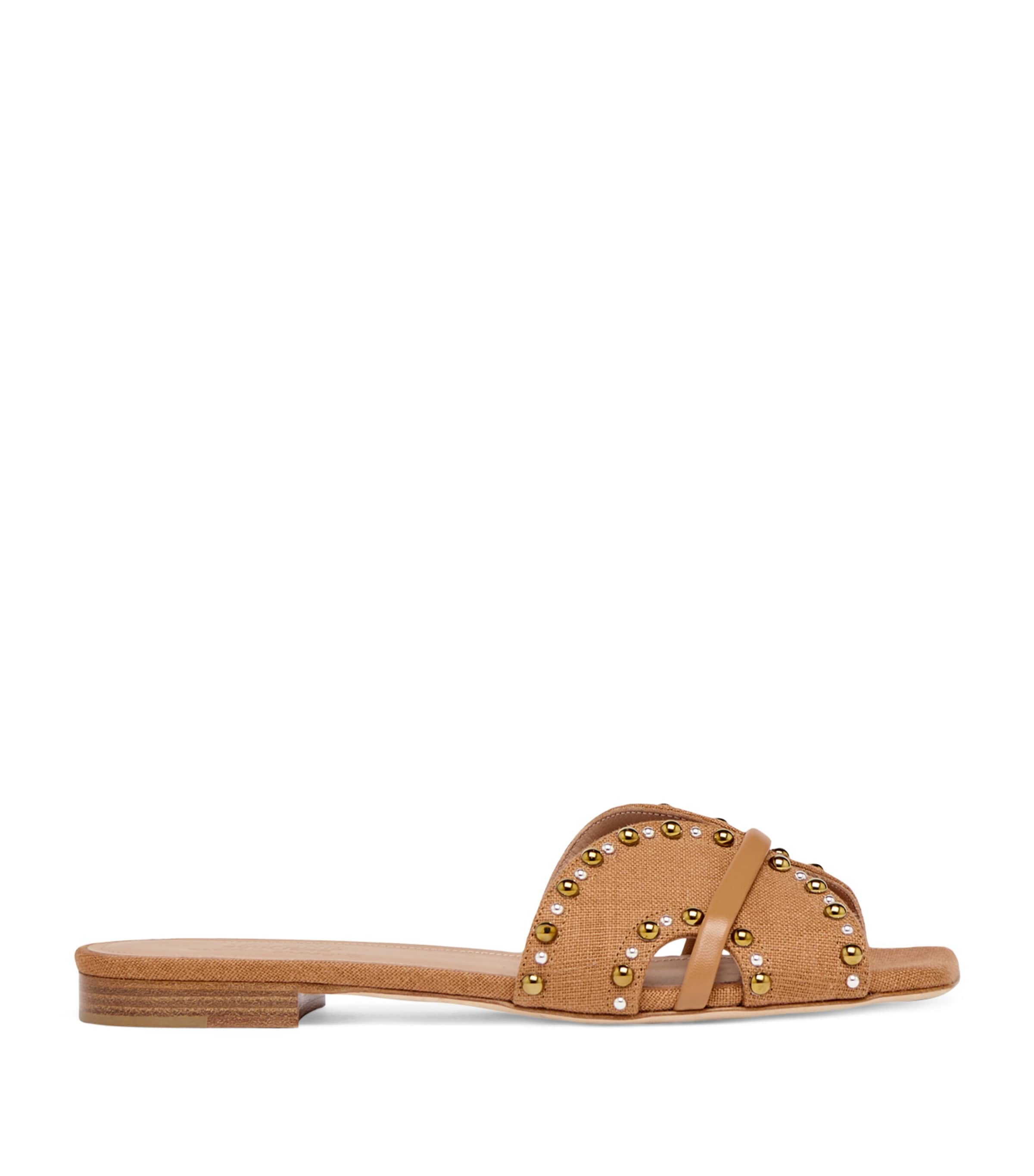 Linen-Leather Keke Sandals