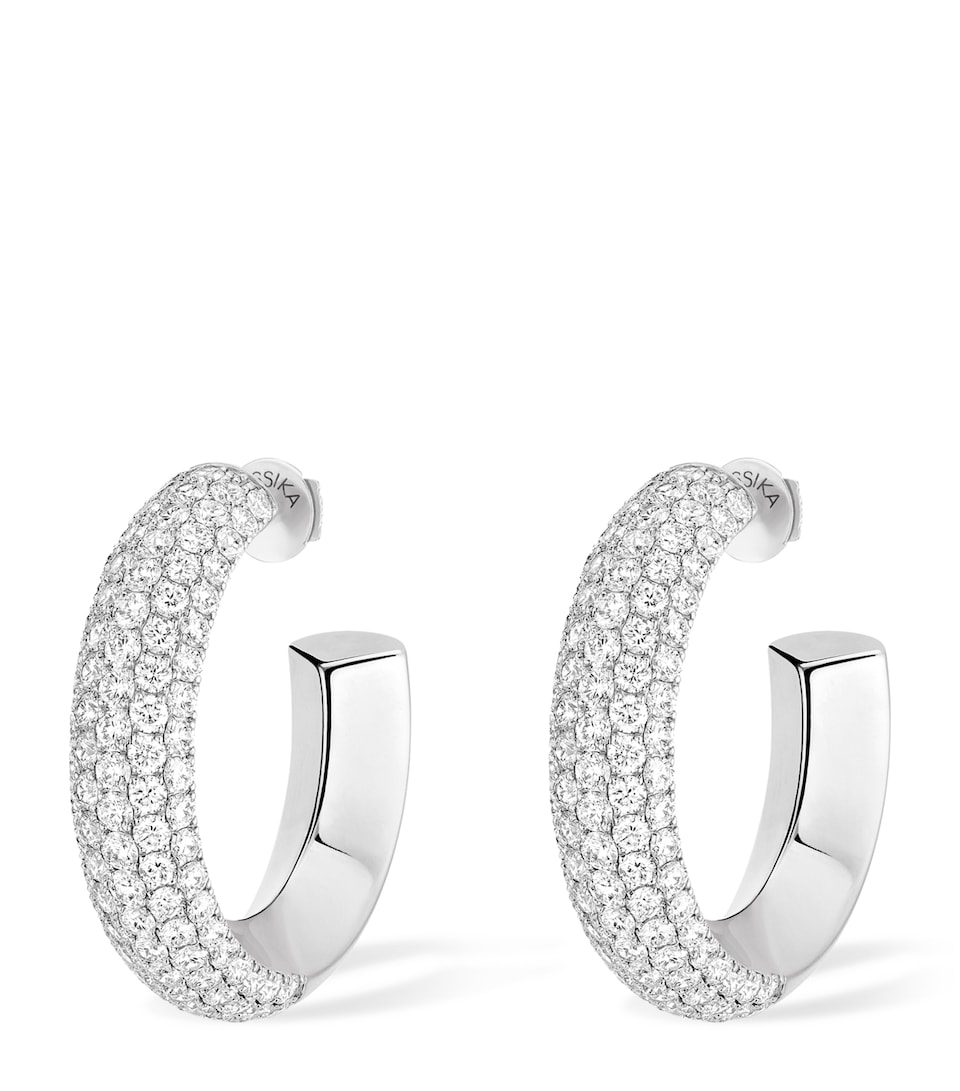 Messika Divine Enigma White Gold and Diamond Small Hoop Earrings White Gold