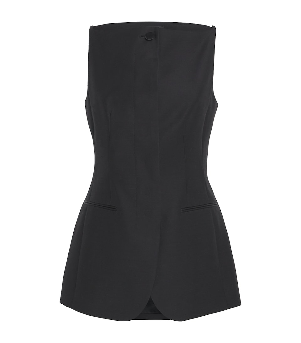 Wool-Silk Square-Neck Top