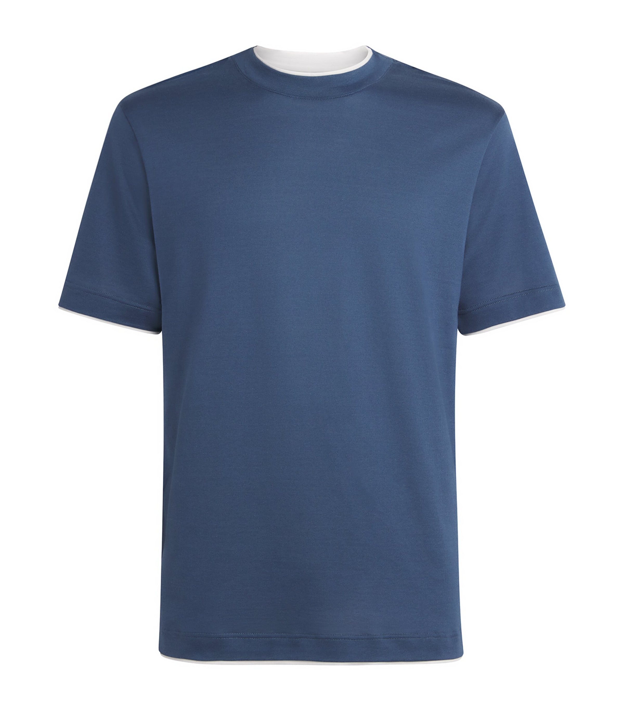 Eleventy Mens Cotton T-Shirt Blu Royal E Bianco