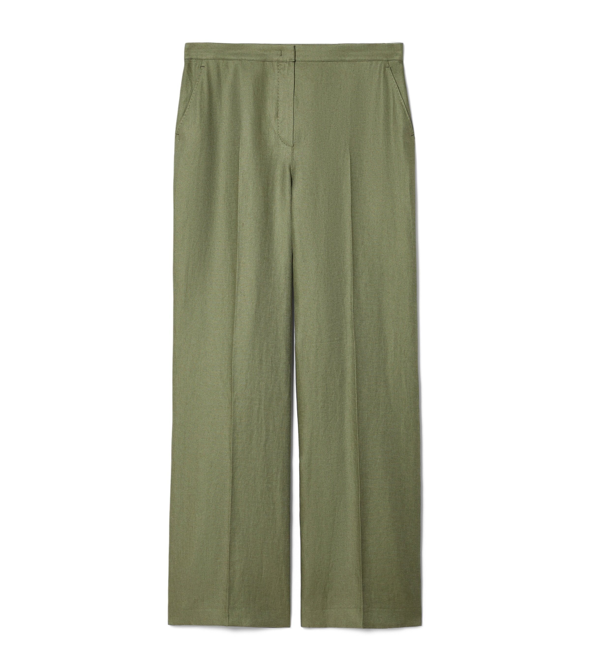 Marina Rinaldi Womens Linen Straight Trousers Olive Green