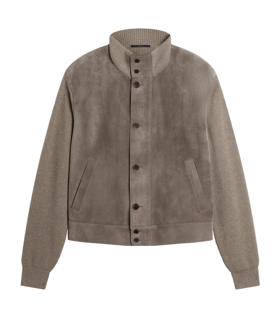 Dunhill Mens Cashmere-Leather Bomber Jacket