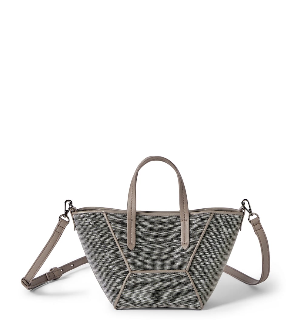 Brunello Cucinelli Mini Precious BC Duo Tote Bag Grey