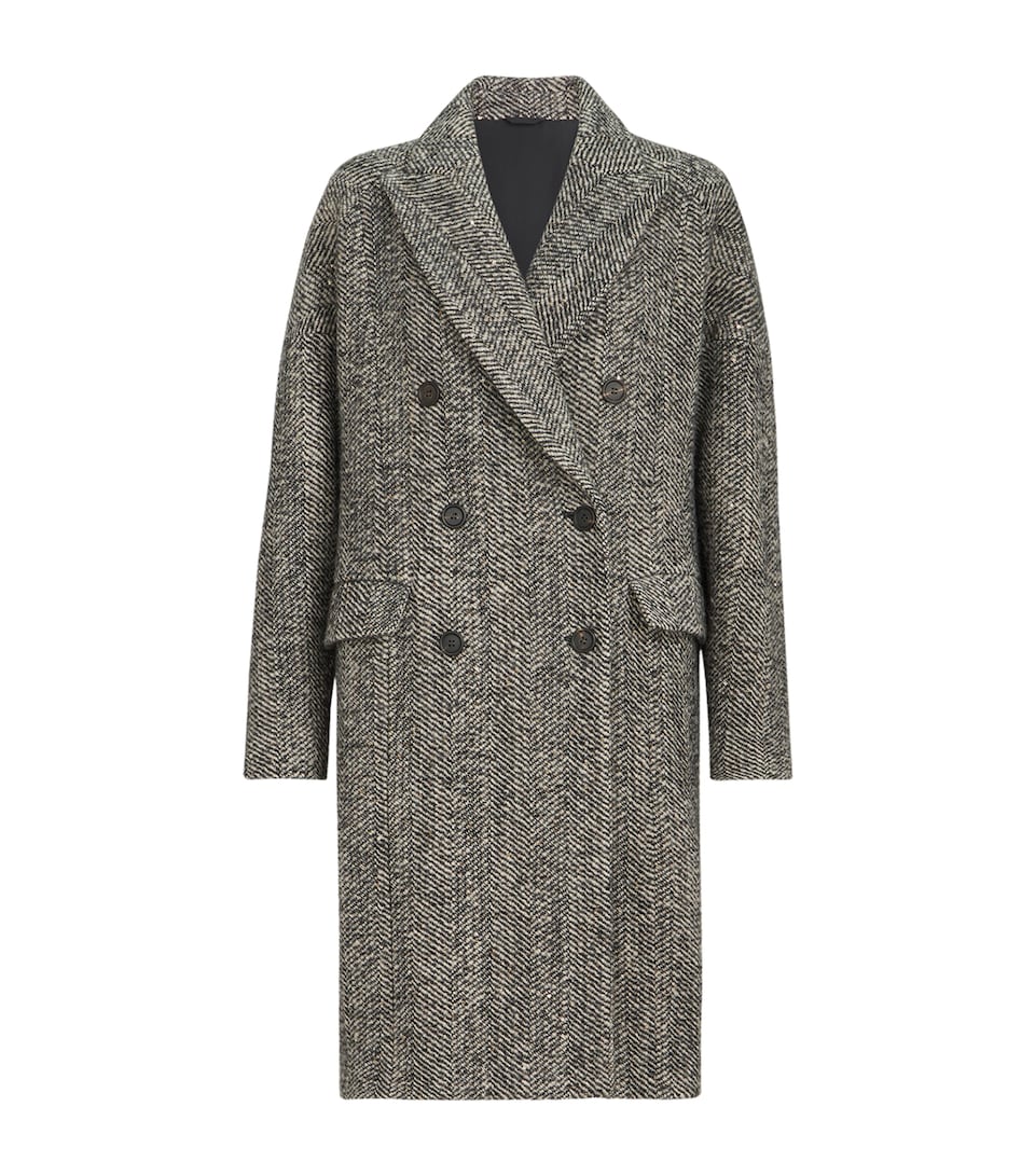 Brunello Cucinelli Womens Wool-Blend Herringbone Coat