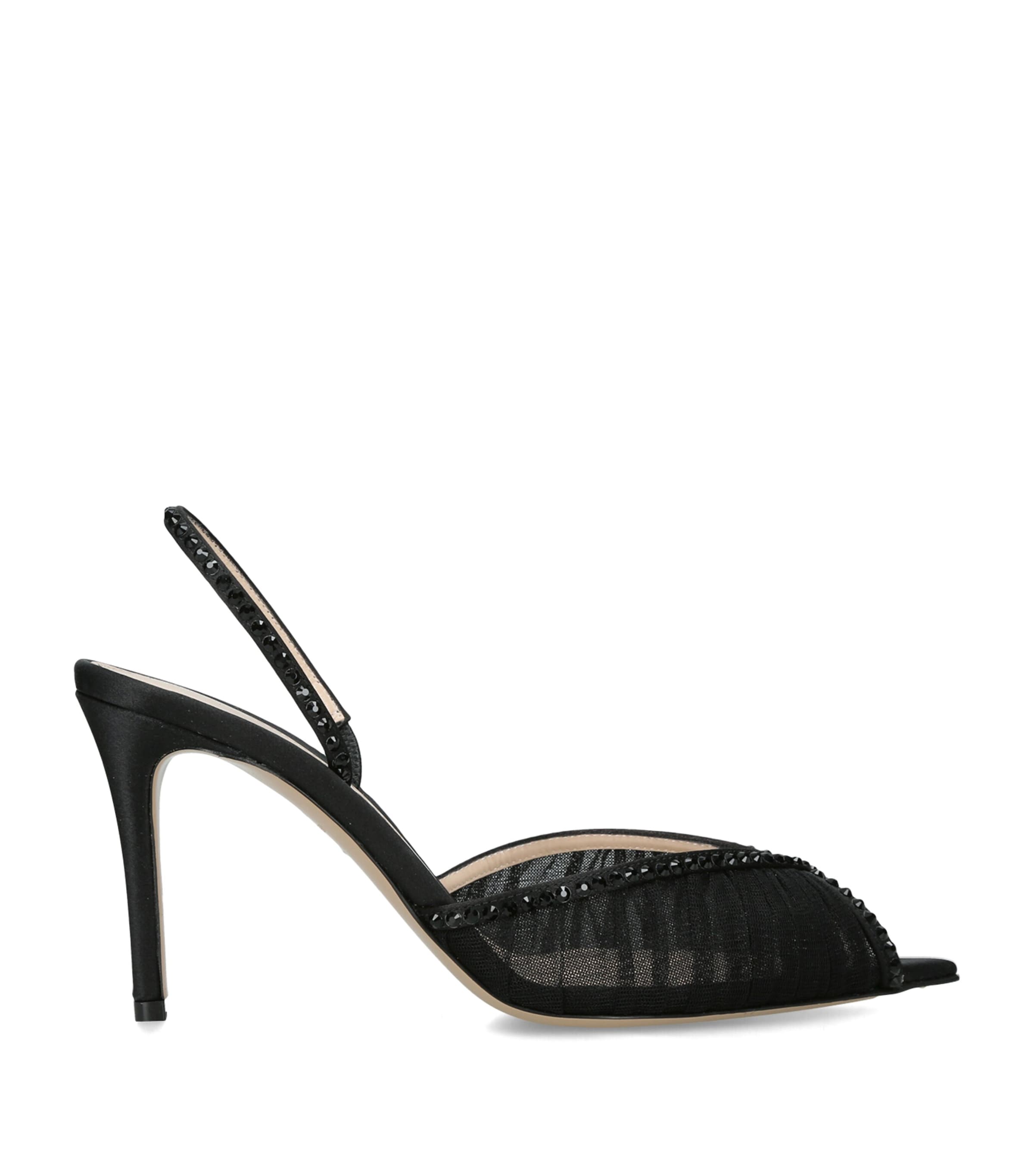 Andrea Wazen Rhinestone-Embellished Katy Slingback Pumps 85 Black