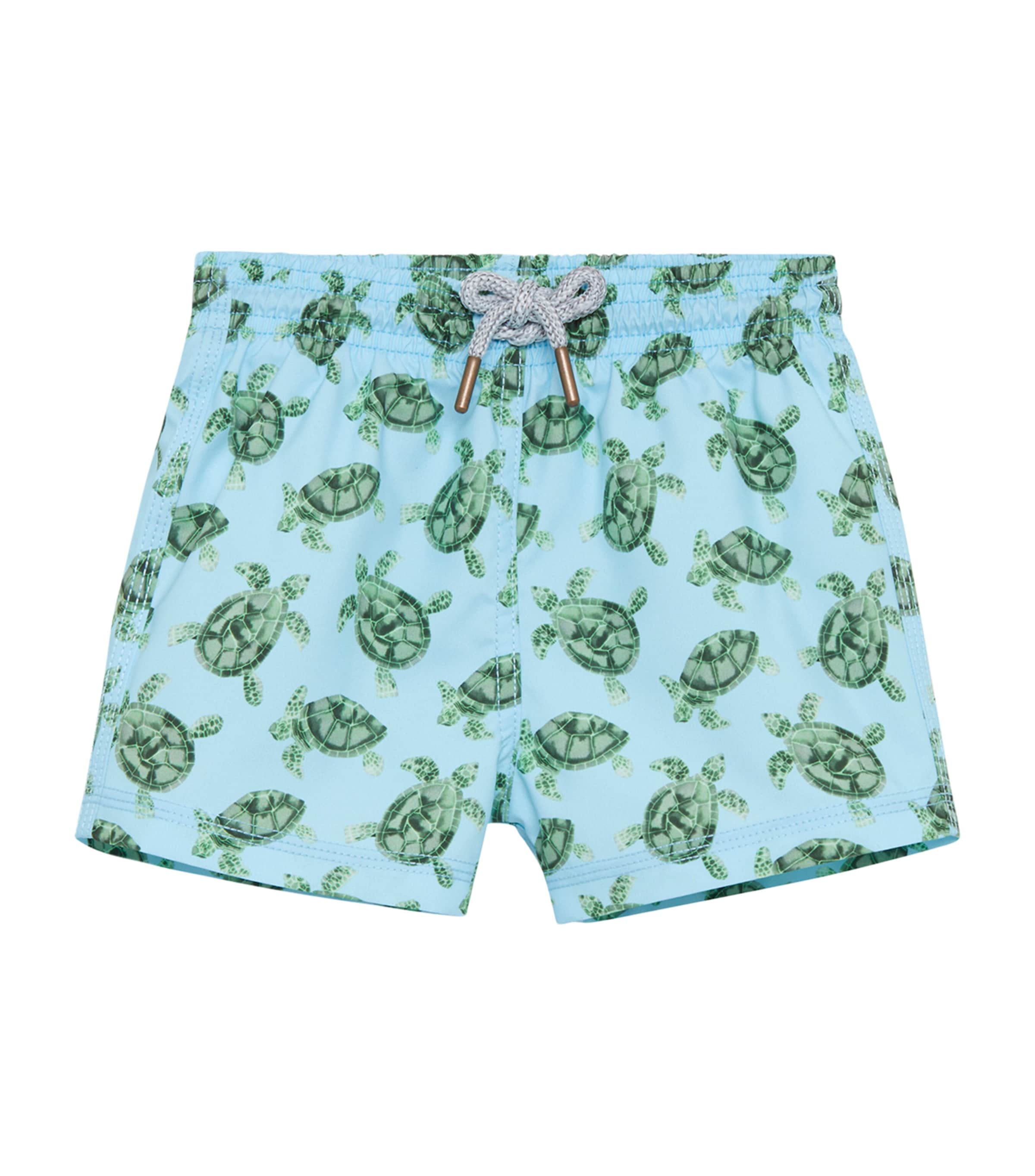 Trotters Daddy & Me Turtle Swim Shorts (3-24 Months) Blue/turtle