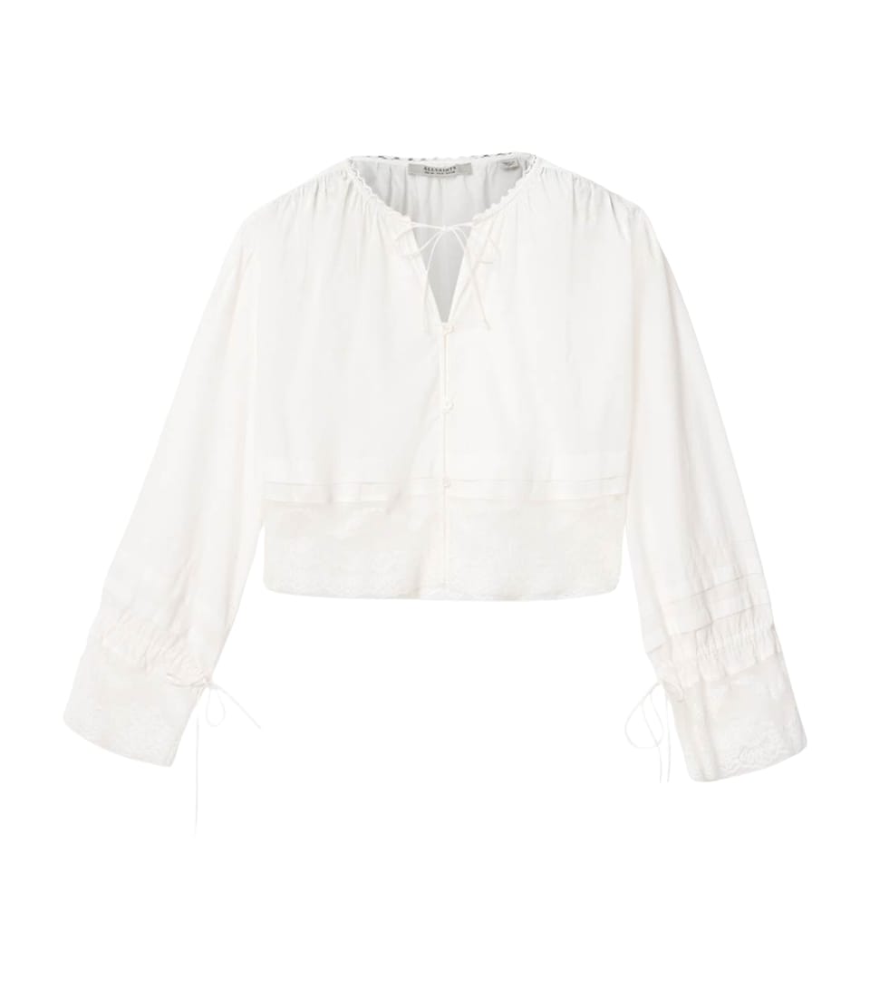 AllSaints Womens Organic Cotton Colette Top White