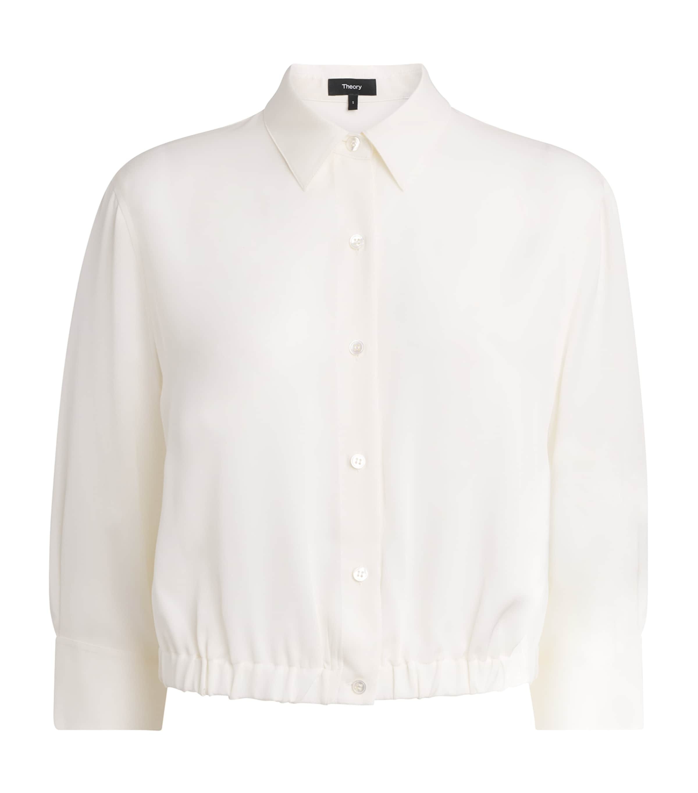 Theory Womens Supima Cotton Cinched Shirt Ivory