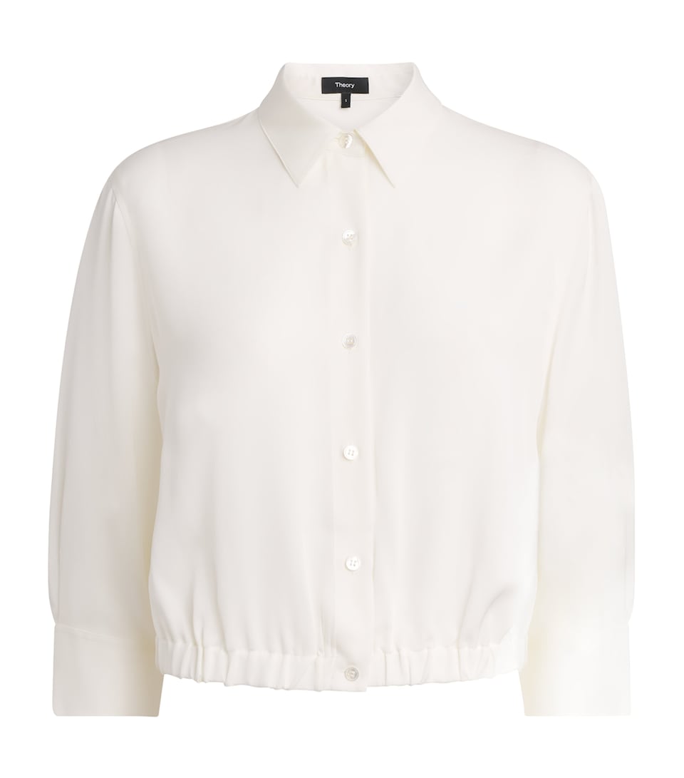 Theory Womens Supima Cotton Cinched Shirt Ivory