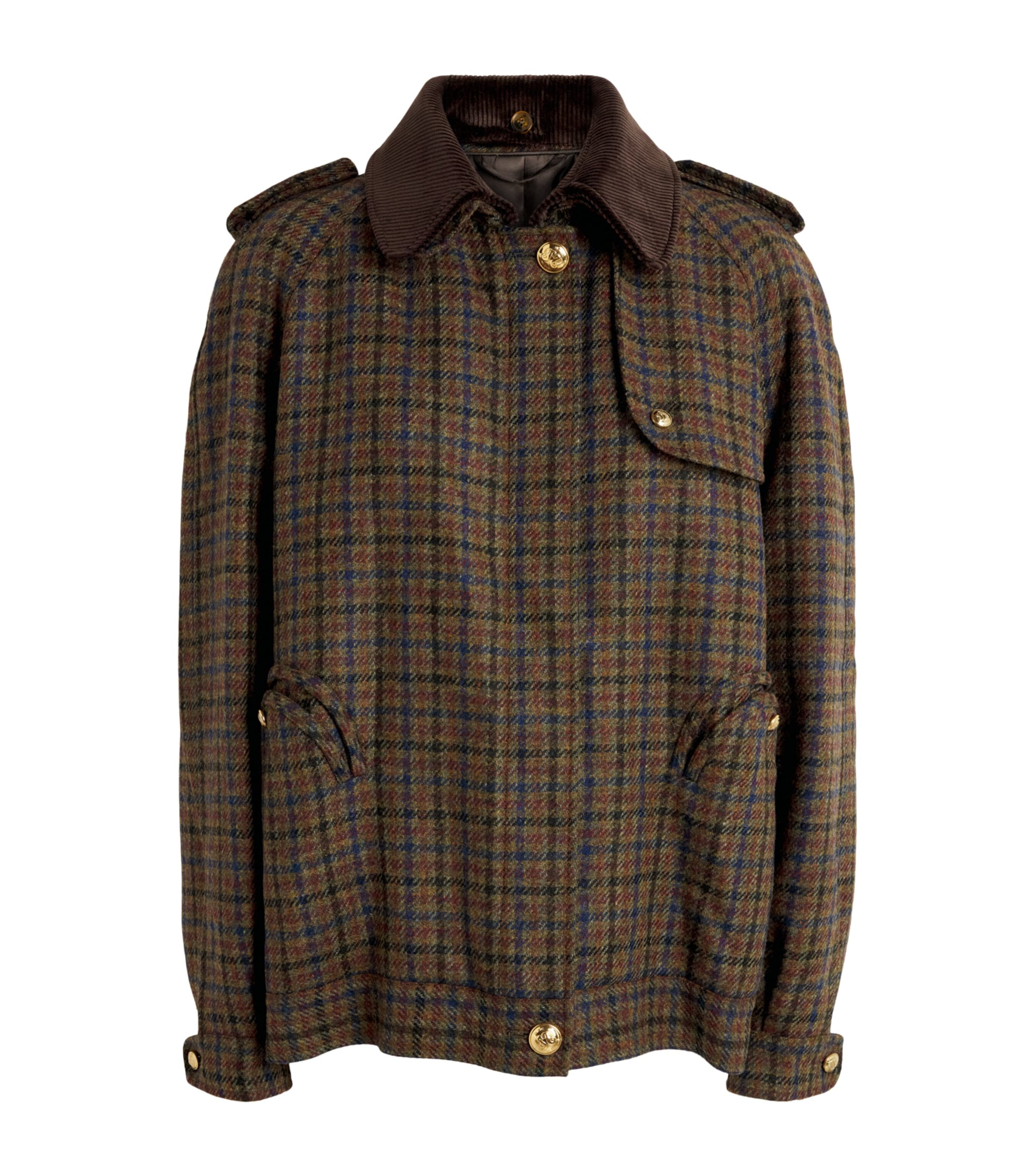 Blazé Milano Womens Virgin Wool Check Chausie Jacket Green/red Mix