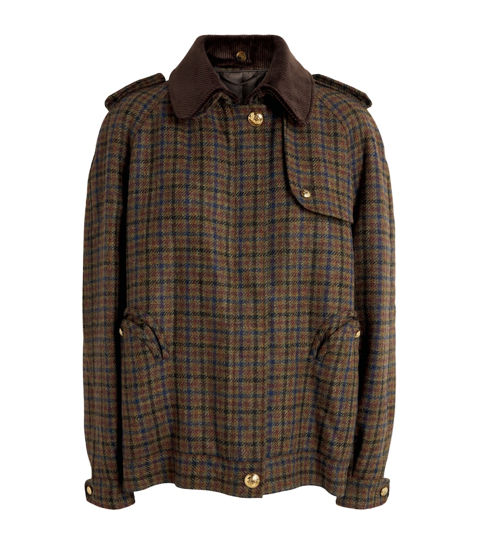 Blazé Milano Womens Virgin Wool Check Chausie Jacket Green/red Mix