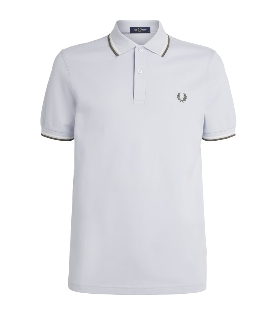 Fred Perry Mens Cotton Twin Tipped Polo Shirt Dusky Blue/ecru