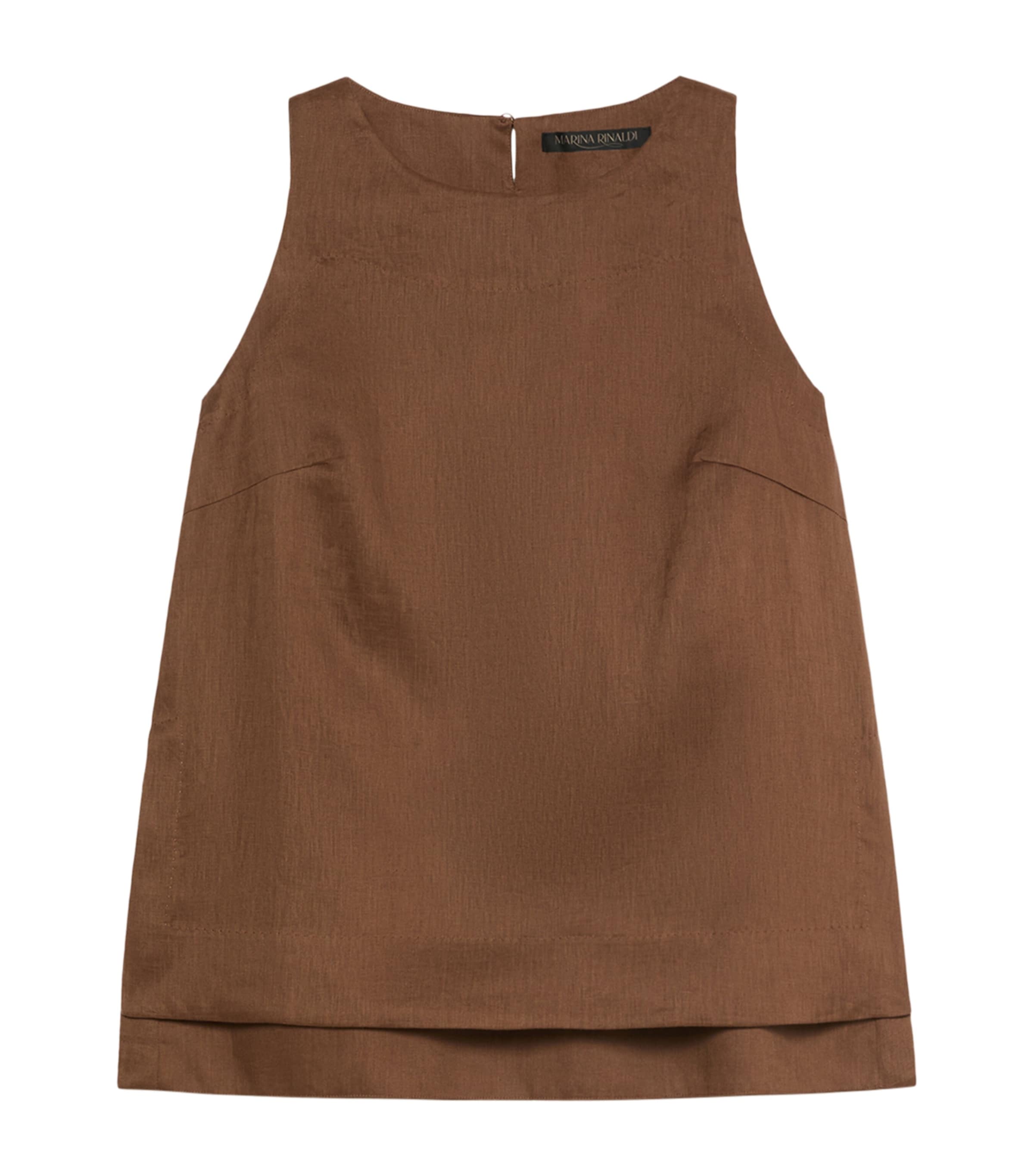 Marina Rinaldi Womens Linen Sleeveless Blouse Cocoa
