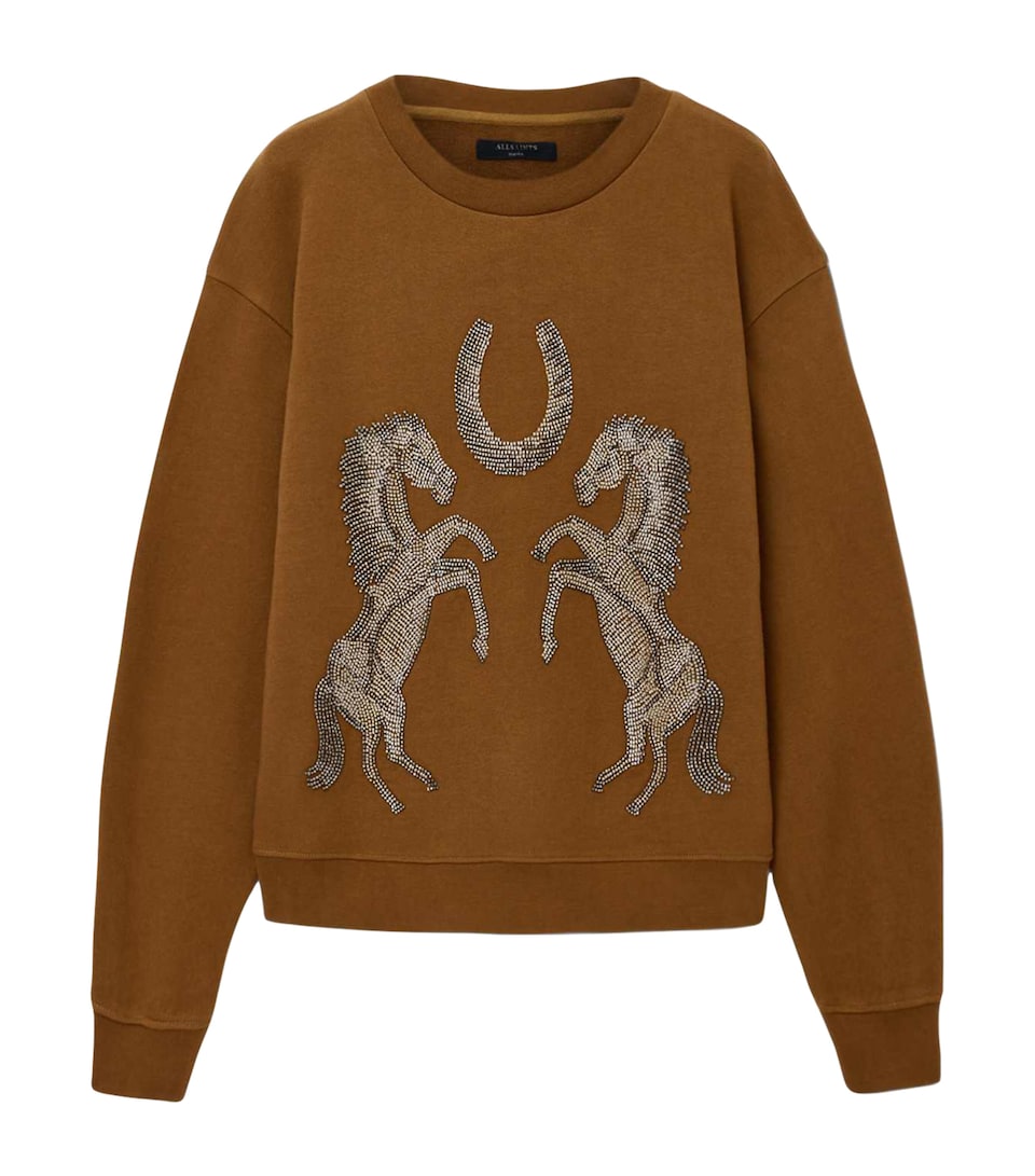 AllSaints Womens Cotton Luck Pippa Sweatshirt Cognac Brown