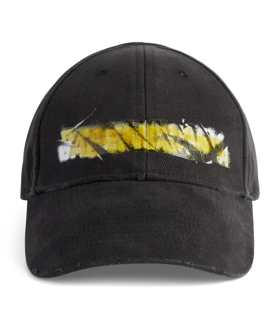 Balenciaga Cotton Messy Spray Logo Baseball Cap