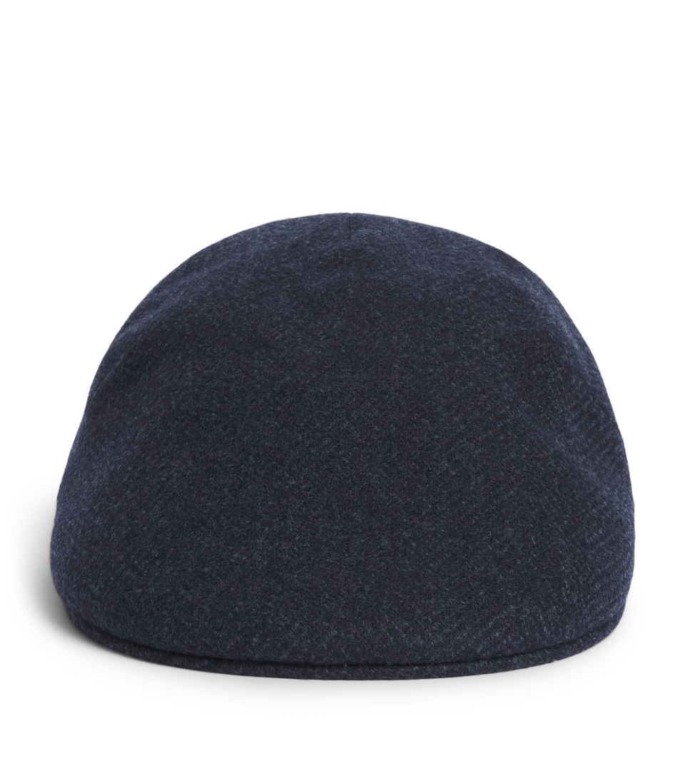 Borsalino Wool-Blend Parigi Duckbill Flat Cap Max Spigato Blu