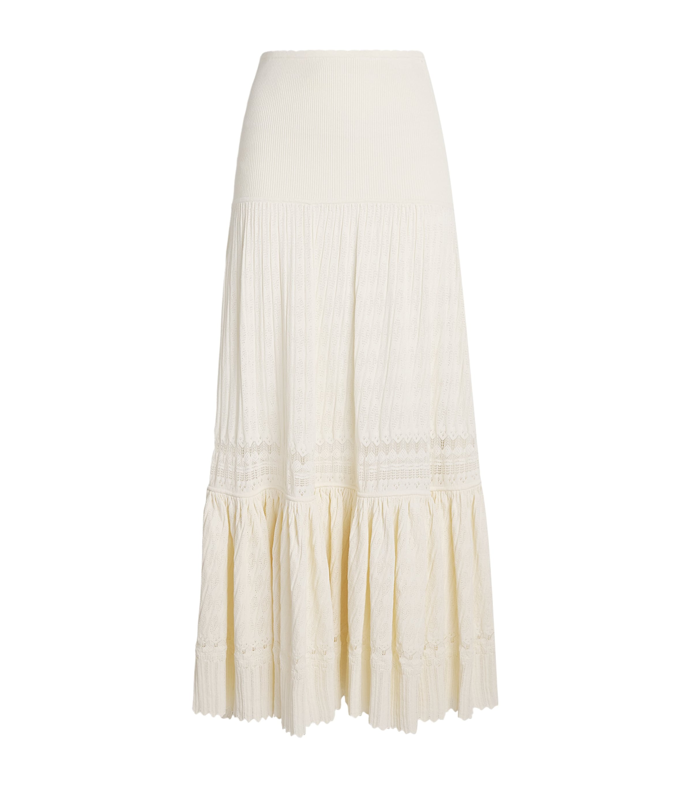 Sandro Paris Womens Knit Flared Maxi Skirt Ecru