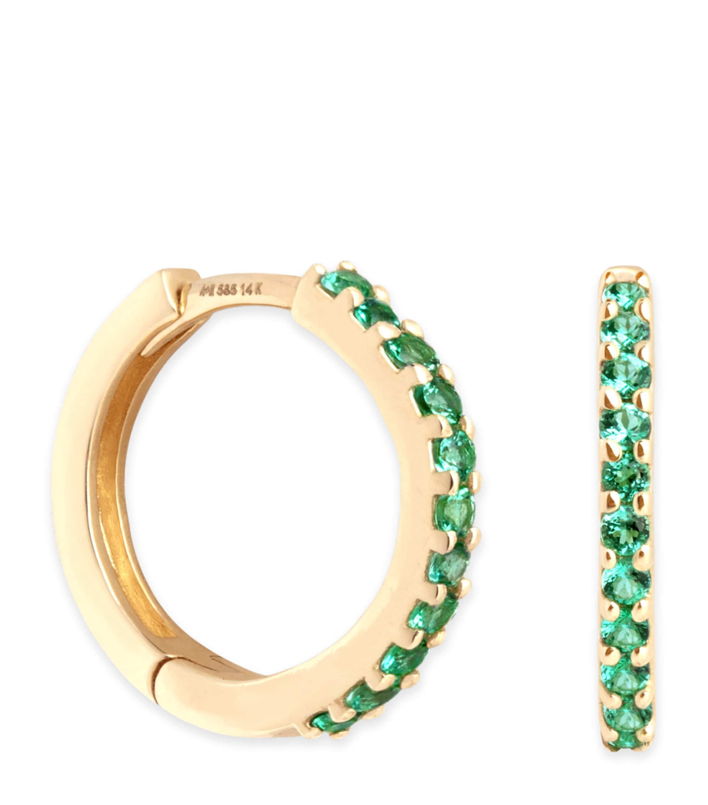 Astrid & Miyu Yellow Gold and Emerald Hoop Earrings Gold