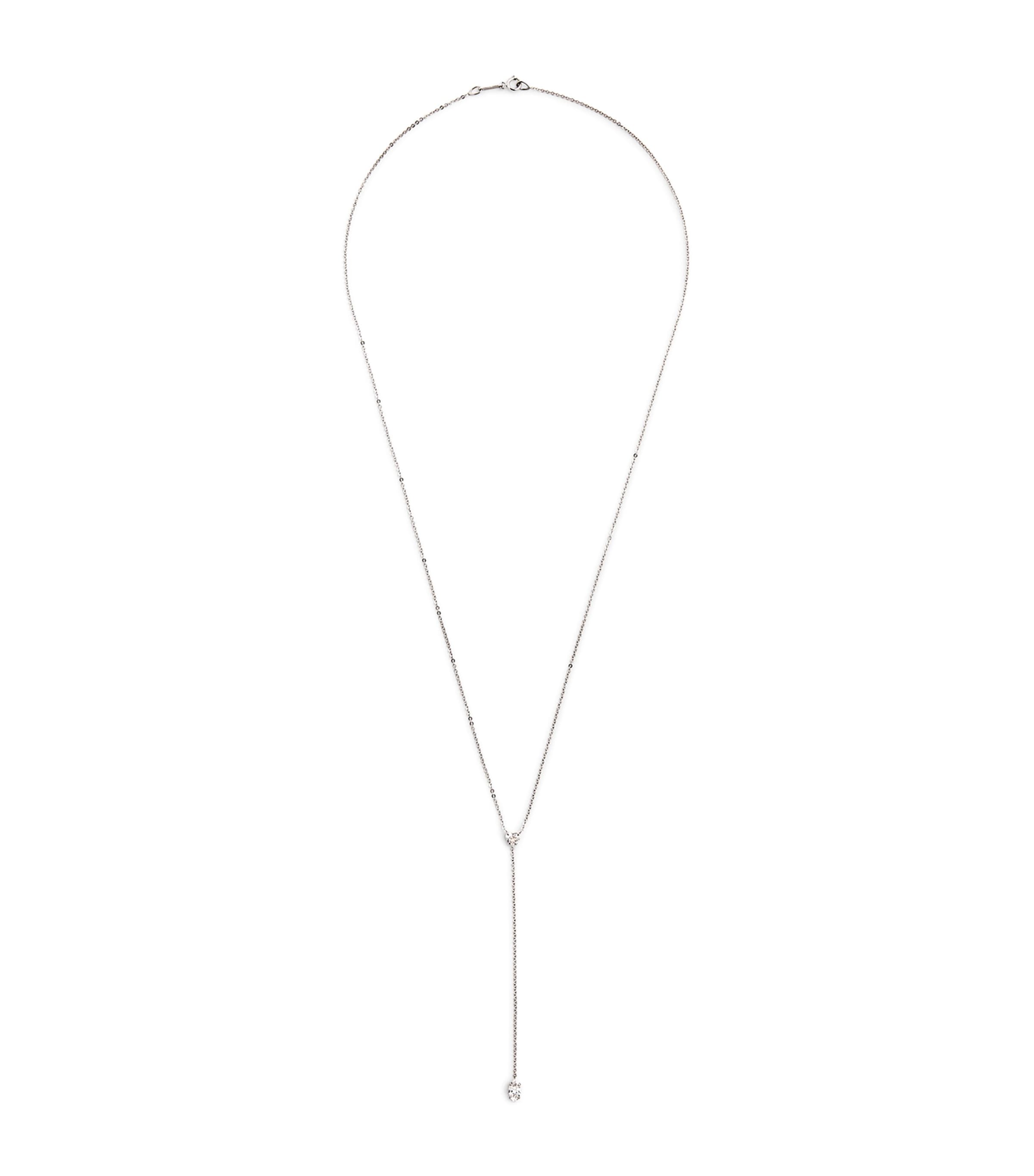 White Gold and Diamond Heart Lariat Necklace