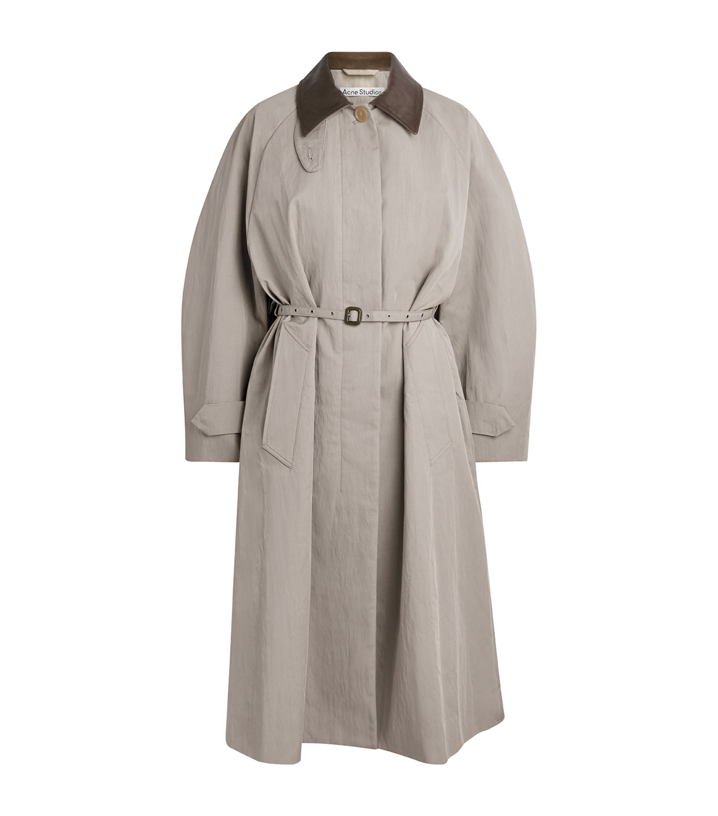 Acne Studios Womens Cotton-Blend Belted Trench Coat Dgr Khaki Grey