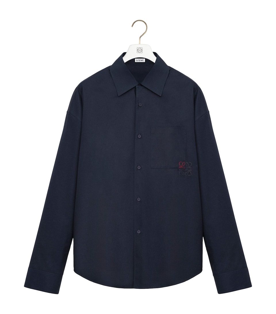 Cotton-Blend Long-Sleeve Anagram Shirt