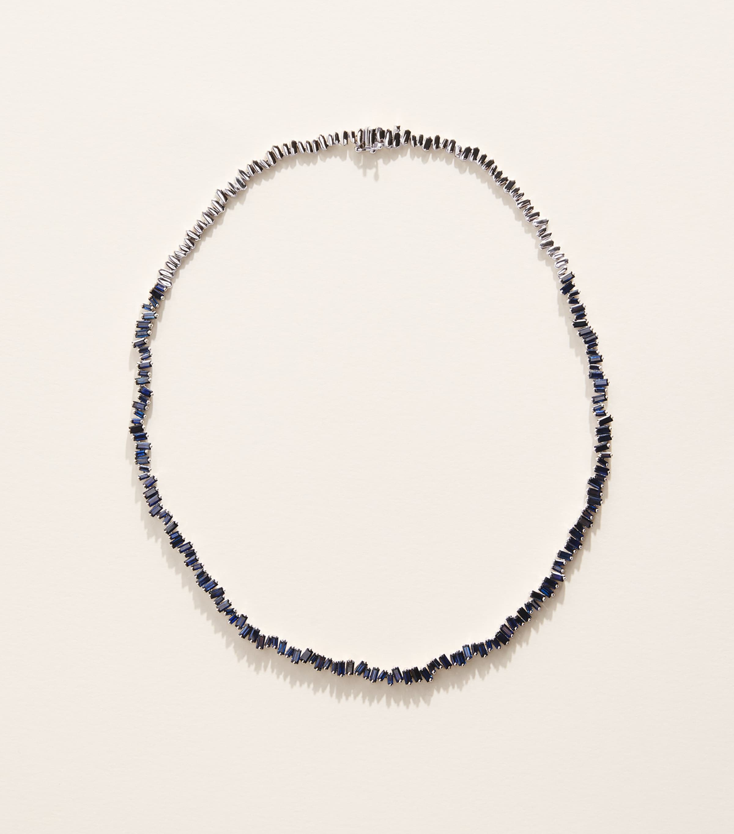 Suzanne Kalan White Gold and Blue Sapphire Bold Tennis Necklace Wg/db
