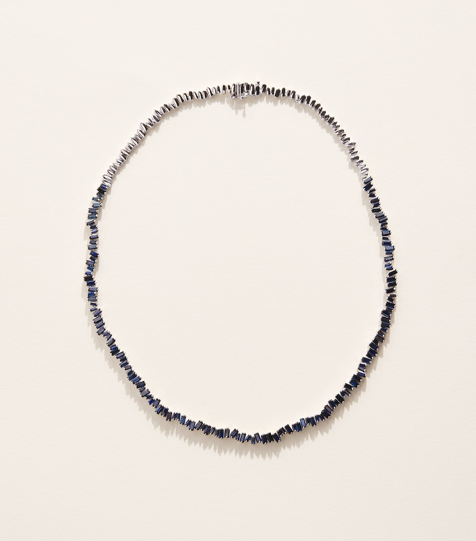 Suzanne Kalan White Gold and Blue Sapphire Bold Tennis Necklace Wg/db