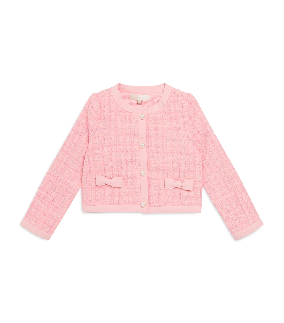LoveShackFancy Tweed Palomina Cardigan (2-6 Years) Pkhibpink Hibiscus