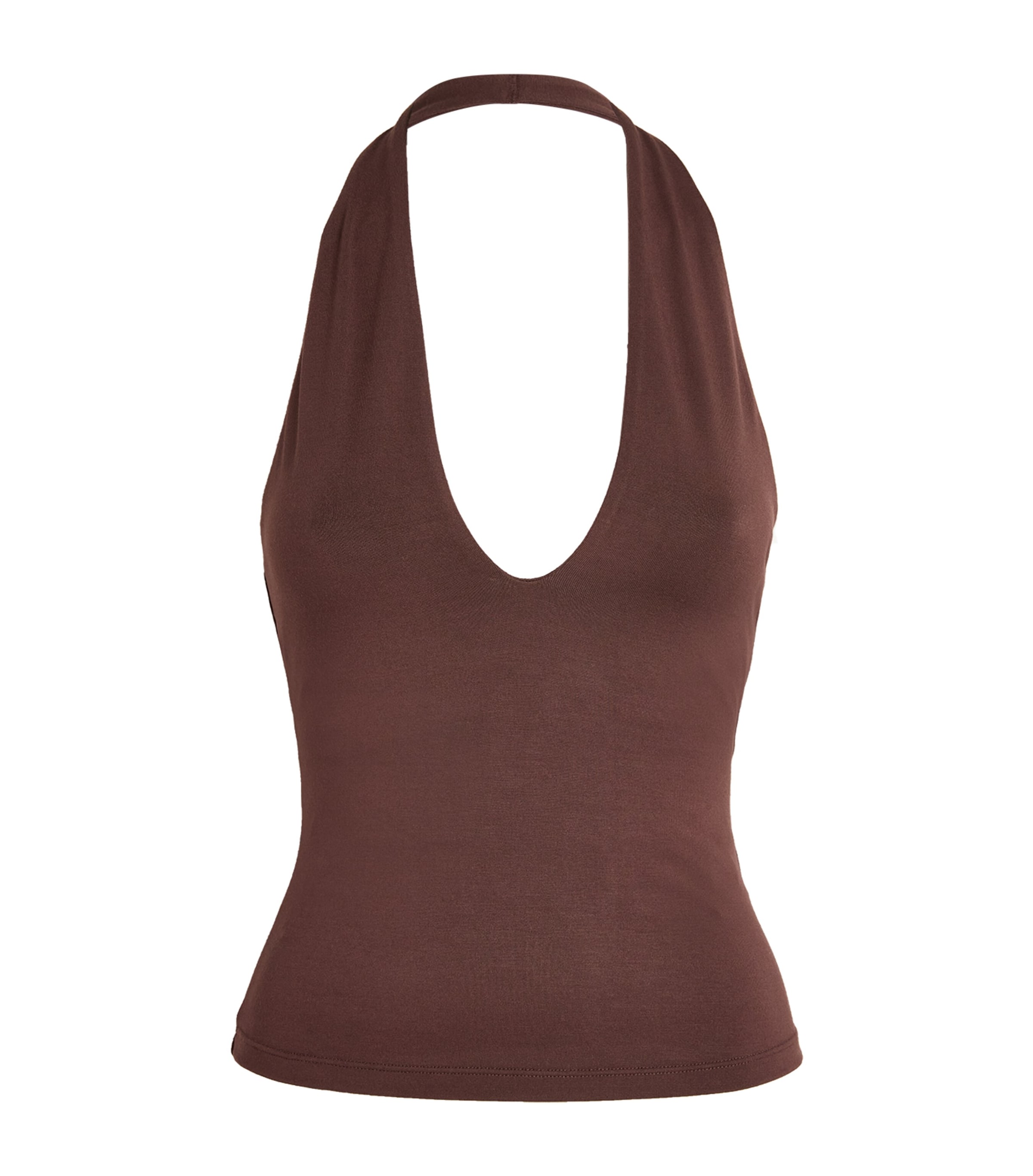 Skims Womens Smooth Layers Halterneck Top Cocoa