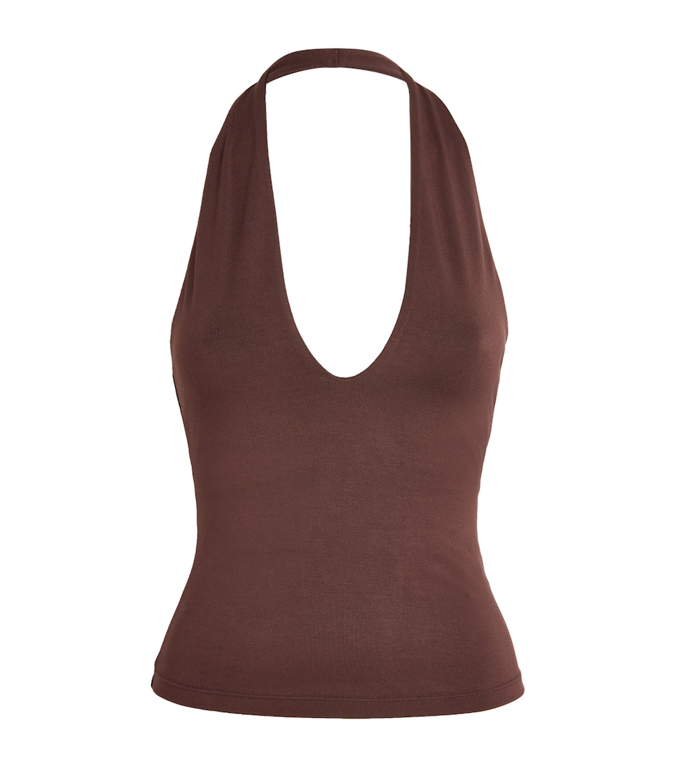 Skims Womens Smooth Layers Halterneck Top Cocoa