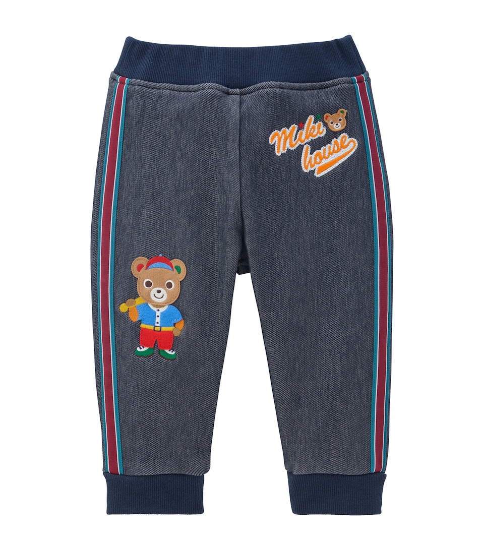 Miki House Denim-Effect Applique Sweatpants (1-5 Years)