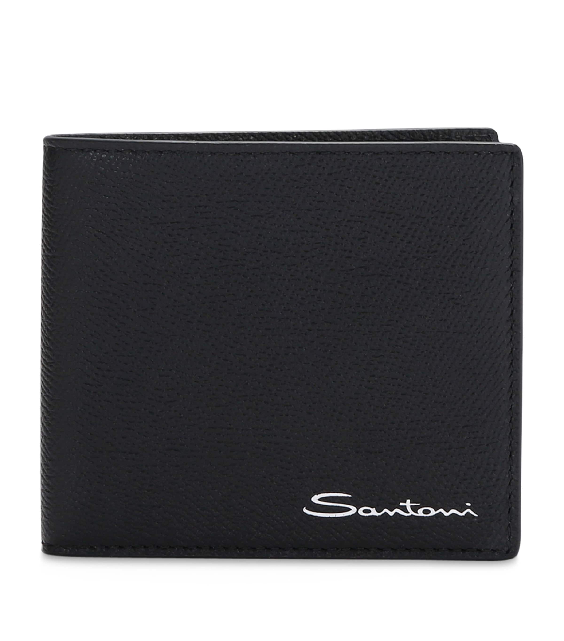 Santoni Textured Leather Wallet Black