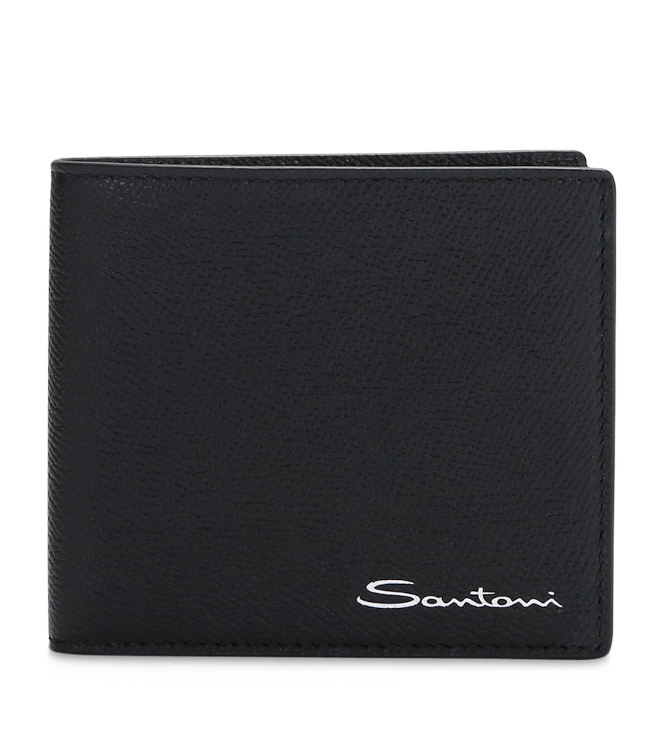 Santoni Textured Leather Wallet Black