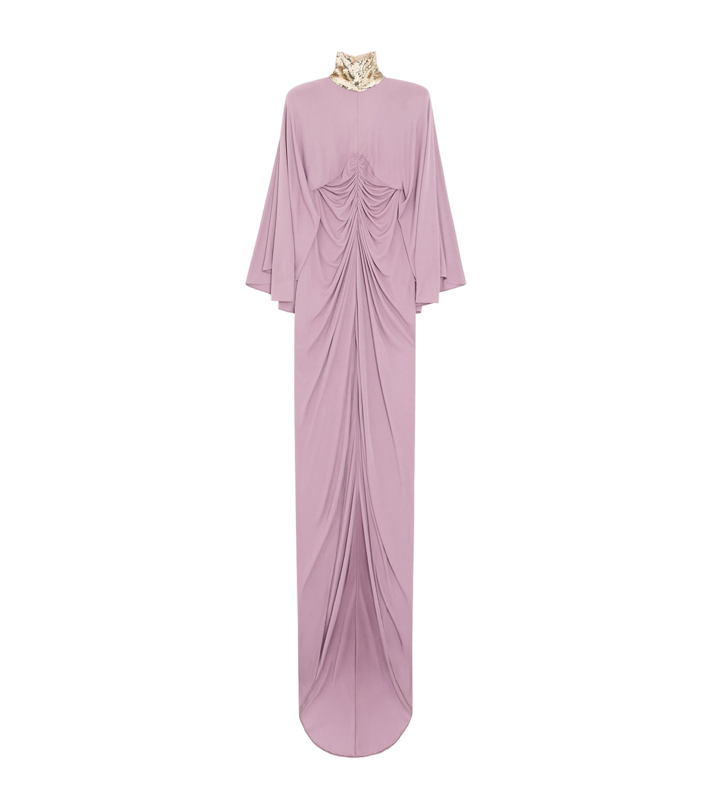 Valentino Womens Jersey Ruched Embellished Gown