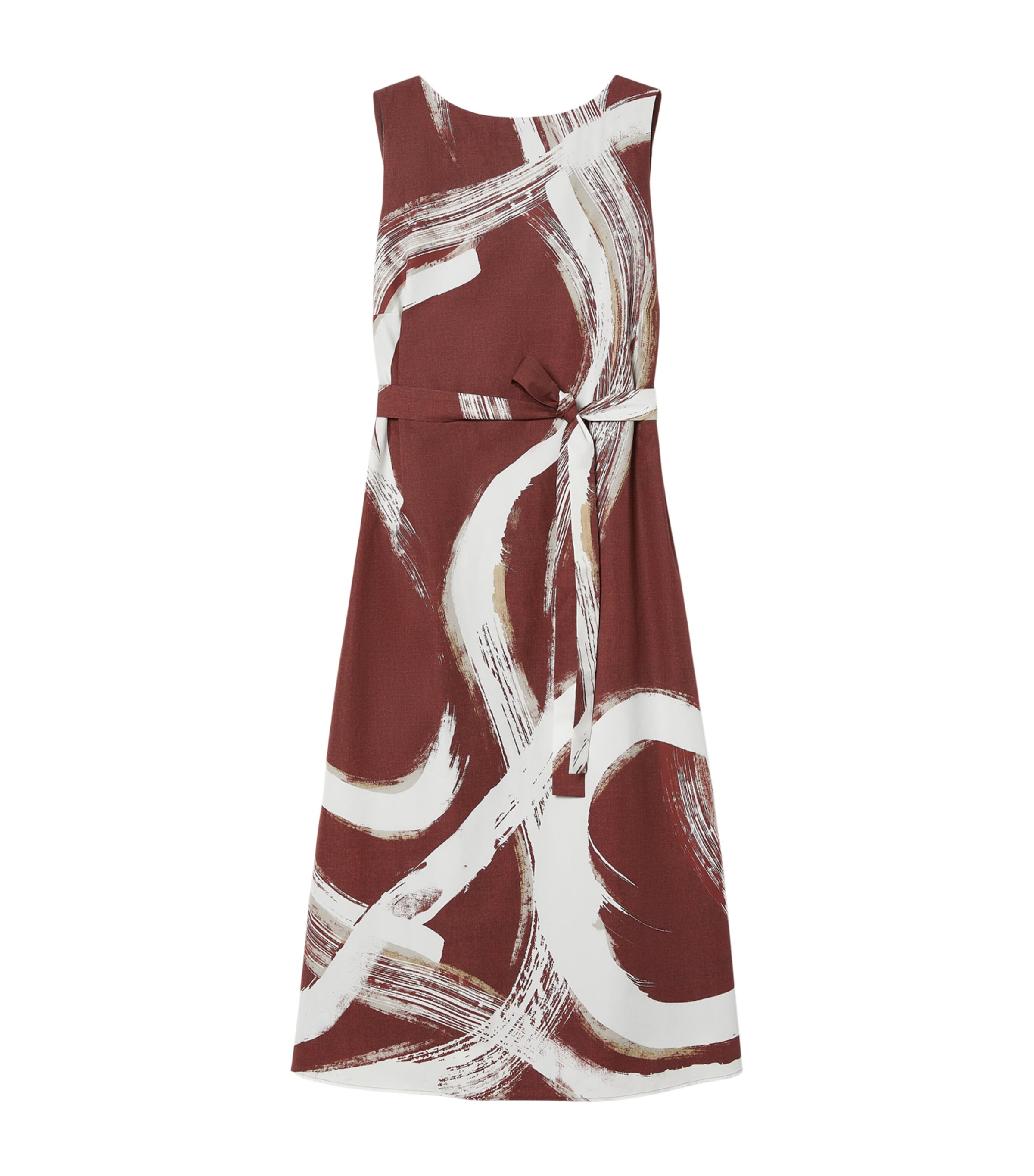 Marina Rinaldi Womens Cotton Watercolour Midi Dress Brick Red