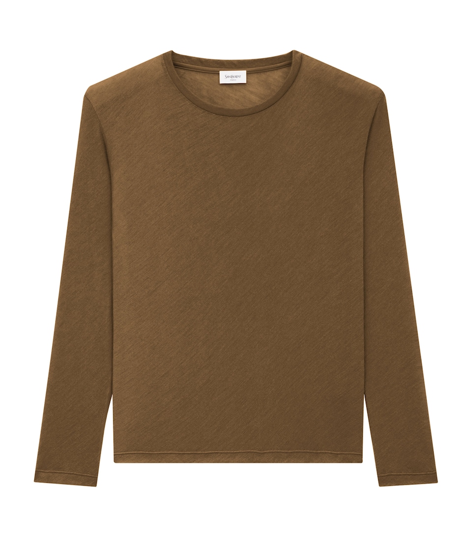 Saint Laurent Womens Cashmere-Silk Long-Sleeve T-Shirt