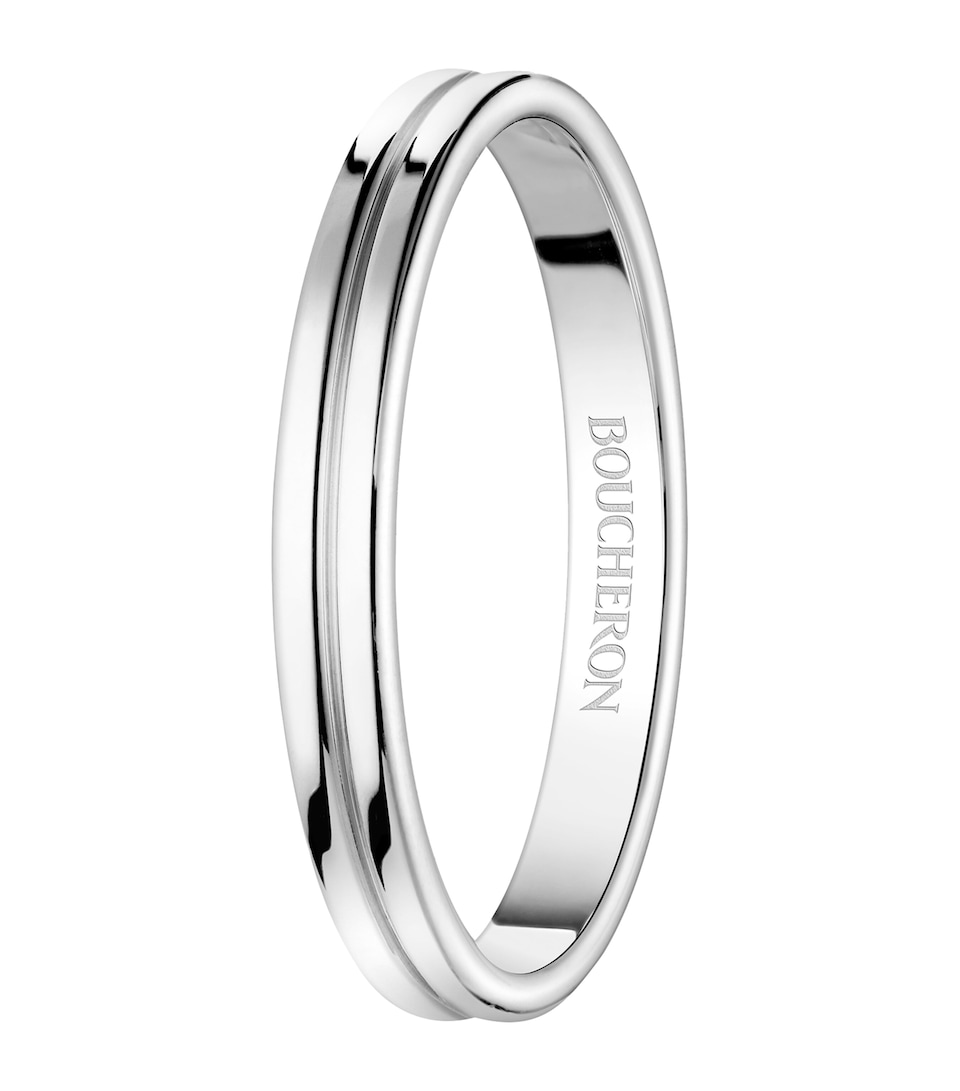 Small Platinum Double Godron Wedding Band