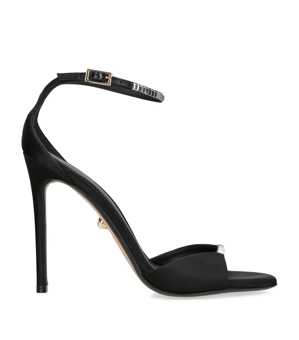 Alevì Satin Ninel Xtal Heeled Sandals 110 Black