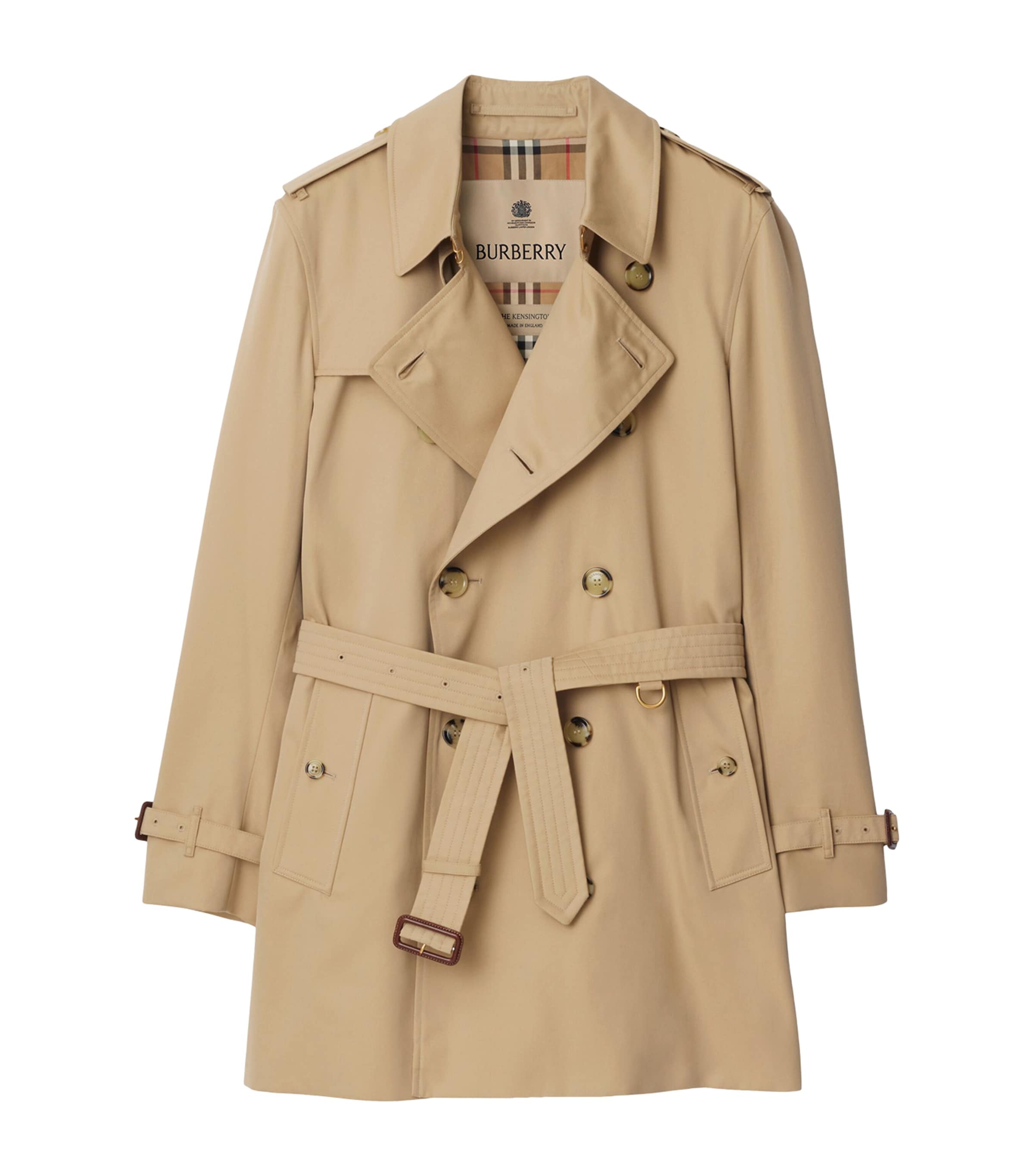 Burberry Yellow Mid-Length Kensington Heritage Trench Coat